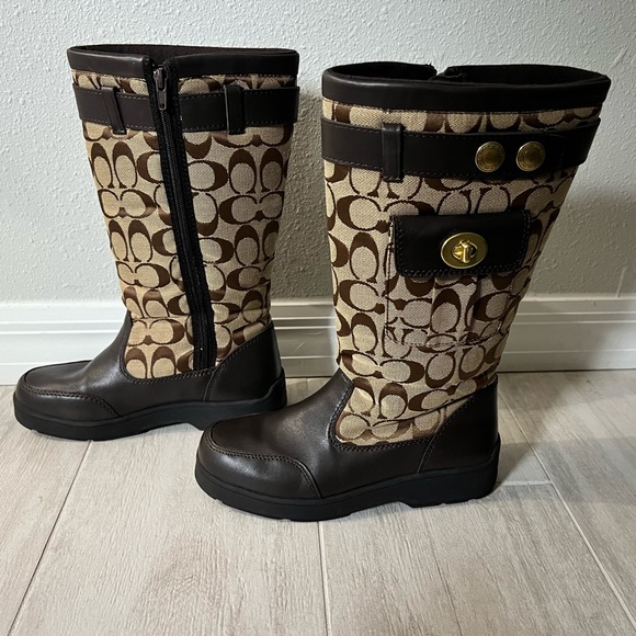 COACH Leather Signature C Kayla Snow Rain Boots 6M - Picture 3 of 7